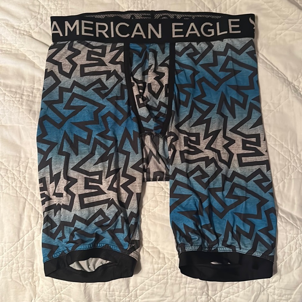 American Eagle Zigzag Blue Black Flex Trunks Small